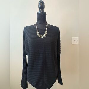IMAN Black Ribbed Women's Blouse